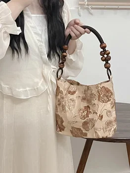 Винтажный Роскошный дизайн, элегантная женская сумка через плечо, модная Национальная сумка с цветочным рисунком, высококачественная сумка для подмышек Большой емкости