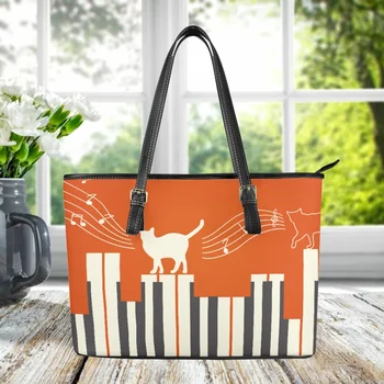 Клатч с изображением слога котенка-пианино Большой емкости, Трендовая музыкальная сумочка с принтом для вечеринок, подарок, Новая элегантная женская сумка на каждый день