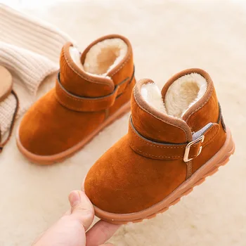 Зимние новые толстые теплые плюшевые детские ботинки Для мальчиков и девочек, длинная плюшевая детская обувь на мягкой противоскользящей резиновой подошве, Зимние ботинки, детская обувь
