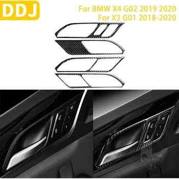 Для BMW X4 G02 2019 2020 X3 G01 2018-2020 Аксессуары Для Интерьера Из Углеродного Волокна Внутренняя Дверная Ручка Отделка Панели Наклейка Украшение