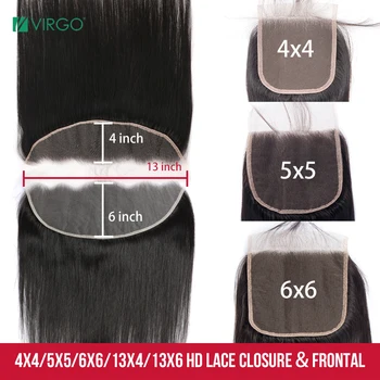 Virgo Straight 13X6/13X4 Skinlike Real Hd Lace Frontal 100% Человеческие Волосы Бразильский Реми 4X4/5X5 Невидимая Кружевная Застежка Только Спереди