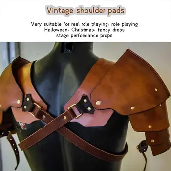 Средневековый мужской наплечник в стиле ретро, регулируемый нагрудник в стиле стимпанк из искусственной кожи С многослойной кожаной накладкой на плечо
