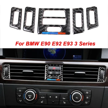 Для BMW E90 E92 E93 3 Серии Углепластиковая Розетка Центрального Кондиционера На Приборной панели Наклейка На Панель Accesorios Para El Coche