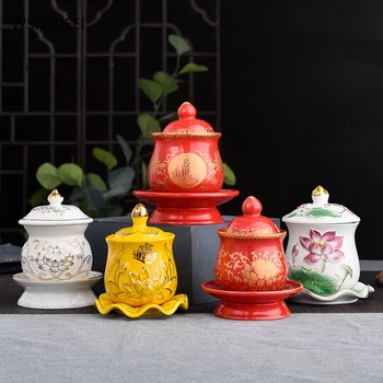 WSHYUFEI, разнообразные керамические чашки для святой воды, предлагающие Поклонение перед буддой, Лотос, Счастливое предложение, буддийские храмовые украшения