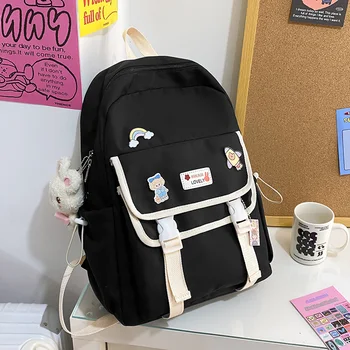 2022, Милые женские рюкзаки, водонепроницаемый нейлоновый школьный рюкзак с несколькими карманами для студенток, Kawaii, набор для ноутбука и книг