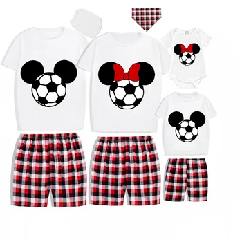 Одинаковые пижамы для всей семьи Эксклюзивный дизайн, Белые пижамы с изображением мышей и футбола