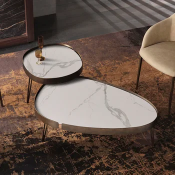Итальянская минималистичная комбинация размеров журнального столика rock plate легкая экстравагантность простой дизайнерский овальный угол