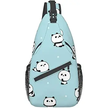 Слинг-рюкзак с рисунком милой мультяшной панды, нагрудная сумка, сумка через плечо, дорожный походный рюкзак с пандой для мужчин и женщин