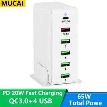 6-портовое USB-зарядное устройство MUCAI для Iphone, светодиодный дисплей, мульти USB-зарядная станция, Универсальный телефон, Настольный, Настенный, Домашний, ЕС, США, Великобритания, Штекер