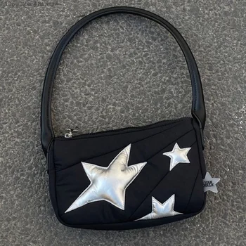 Женская сумка в стиле панк Y2k, уличная винтажная Черная сумка через плечо, мини-сумка со звездным декором, Корейская модная сумка-тоут 2023, Универсальные Готические сумки