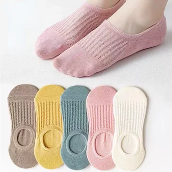 10 штук = 5 пар/лот Невидимые хлопчатобумажные дышащие носки Candy Для женщин, летние Повседневные носки для девочек с коротким вырезом лодочкой Lady Sox