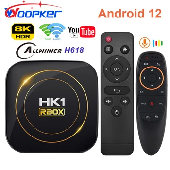 Woopker H8S HK1 RBOX Smart TV Box Android 12 Allwinner H618 2,4 G/5G Wifi 8K HDR10 UHD медиаплеер BT4.0 H.265 Tvbox