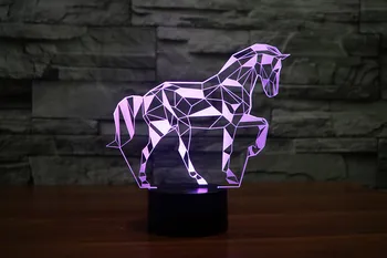 Jigsaw Horse Puzzle Светодиодный ночник Фигурка 7 цветов Сенсорное украшение стола Световая модель оптической иллюзии
