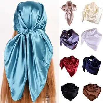 Женский головной платок, шикарный женский шарф из искусственного шелка, большой квадратный шарф из полиэстера