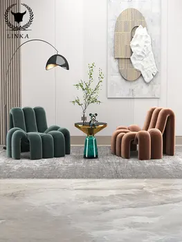 Итальянский минималистичный односпальный диван, Гостиная, спальня, Гостиничный Сетчатый Красный стул для отдыха, Дизайнерский Креативный диван-стул специальной формы
