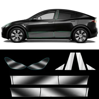 Для Tesla Model3/Y 2017-2023 Расширенная Защитная Пленка Невидимая Передняя Дверь Задняя Дверь Автомобиля Одежда PPF Лампа Комплект Пленки Украшение