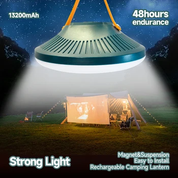Походный Фонарь емкостью 13200 мАч, портативное Аварийное освещение с регулируемой яркостью на магните, лампа для палатки, 1800ЛМ, Мощная наружная Водонепроницаемая Рабочая Лампа