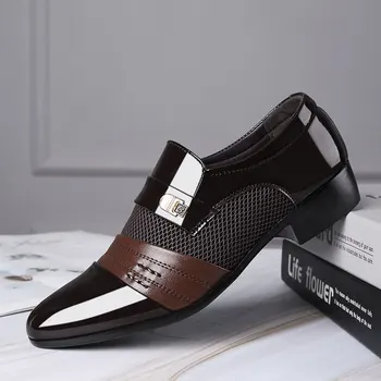 Модные Одношаговые мужские модельные туфли-Оксфорды, Модные деловые модельные туфли 2023 года, Новые Классические Кожаные Мужские Костюмные туфли, Повседневная обувь