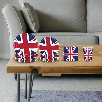 16шт Юнион Джек Набор Посуды Британский Флаг Одноразовые Бумажные Тарелки Набор Салфеток Набор Посуды Украшения Для Вечеринок