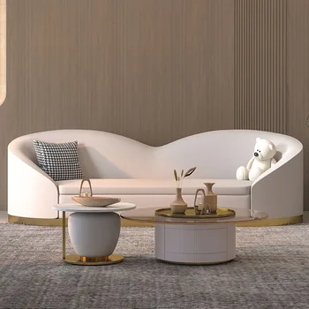 Скандинавский Бархатный диван Relax Foam Sponge Роскошный 3-местный Современный Белый диван Необычный Дизайнерский Салон Канапе для ленивых взрослых Мебель для дома