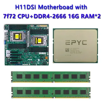 Для материнской платы Supermicro H11DSI Socket SP3 + EPYC 2 * 7F72 24C/48T 240 Вт TDP CPU Процессор 2шт * 16 ГБ DDR4 2666 МГц * 2 ОЗУ REV2.0
