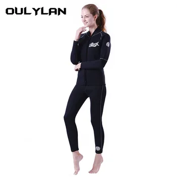 Oulylan Утепленная куртка для серфинга с длинным рукавом 3 мм, Неопреновый гидрокостюм, мужской топ, Черный солнцезащитный крем, УФ-излучение для дайвинга, купальный комбинезон, рубашка