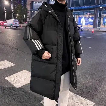 Хлопковая одежда Harajuku, мужская зимняя пара в гонконгском стиле 2021, новая плюшевая хлопковая одежда, пальто средней и длинной длины, хлопковая куртка