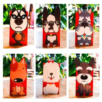 6 шт. красный конверт для собак, чтобы положить деньги в подарок в китайской традиции Хунбао