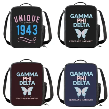 Детская сумка для ланча Gamma Phi Delta, модный дизайн, Переносная Термоизолированная коробка для ланча, Многоразовая сумка для пикника для детей и девочек