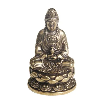 Латунная розетка чистая ваза статуя Гуаньинь настольные украшения религиозные подношения статуя Будды бодхисаттвы поделки