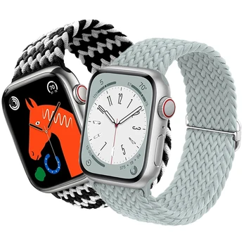 Ремешок для Apple watch band 44 мм 40 мм 45 мм 41 мм 42 мм Эластичный Плетеный браслет Solo Loop для iWatch серии 8 3 se 6 7 Ultra 49 мм