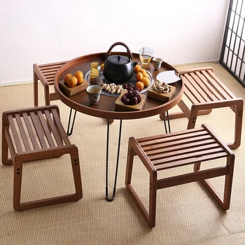 Многофункциональный круглый стол для приготовления чая В новом китайском стиле Простой горячий чайник Ретро Ореховый чайный столик Мебель для гостиной