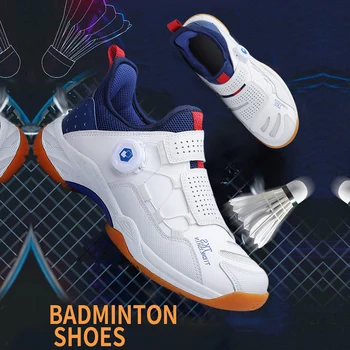 Мужчины Женщины, Бадминтон, настольный теннис, Кроссовки для бадминтона, Дышащие Теннисные туфли, Золотисто-синяя Тренировочная спортивная обувь TKS01