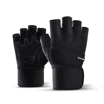 Перчатки для поднятия тяжестей в спортивном зале, упражнения для тяжелой атлетики с гантелями, Нескользящая дышащая тренировочная перчатка на половину пальца
