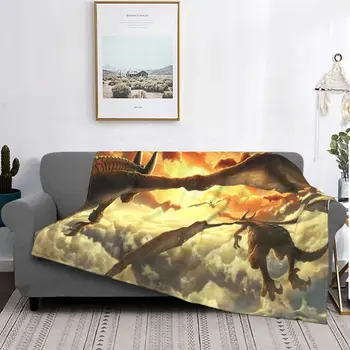 Одеяло с драконом, флисовый текстильный декор, летающее животное, Многофункциональные легкие одеяла для кровати, автомобильное одеяло