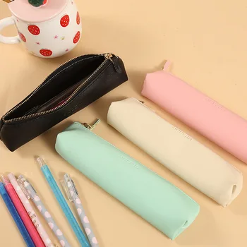 Новая сумка для карандашей из искусственной кожи простой треугольной формы, винтажный цветной футляр, сумка для хранения ручек, канцелярских принадлежностей, школьных карандашей.