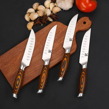 Набор ножей для стейка BIGSUNNY, 4 предмета, 5-дюймовое лезвие из немецкой стали, высококачественная эргономичная ручка, набор ножей для стейк-хауса