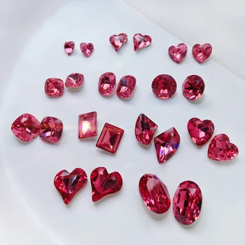 K9 DIY Crystal Drill Розово-Красное Украшение для ногтей С блестящим Заостренным Низом, Аксессуары для маникюра со стразами 