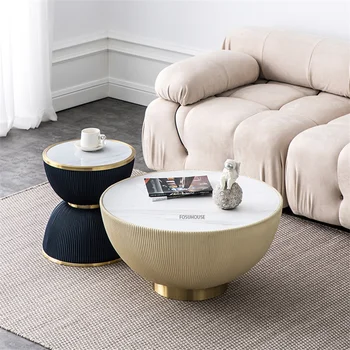 Журнальный столик из скандинавского мрамора и железа для мебели в гостиную, легкий Роскошный Креативный приставной столик, Дизайнерский круглый диван, угловой столик
