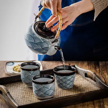 Керамический Чайник Посуда Портативный Чайник Чайная Чашка Голубая Волна Посуда Для Воды Фарфоровая Китайская Посуда Для Напитков Кунг-Фу Для Чайной Церемонии