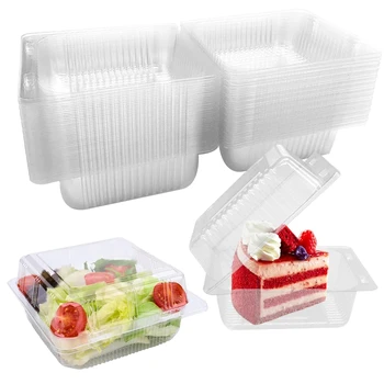 100шт Прозрачная Пластиковая коробка Для выпечки, Коробка для торта, Коробка для фруктов, Коробка для хранения продуктов, Упаковка для сэндвичей, Коробка для чизкейков, Контейнеры для десертов