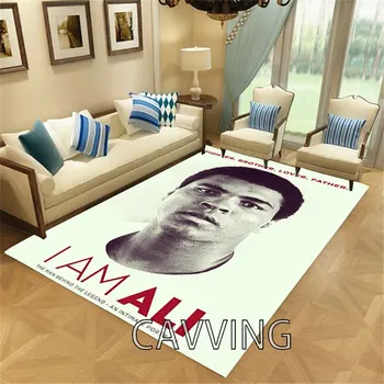 Ковер с 3D принтом Мухаммеда Али, фланелевые коврики, противоскользящий большой ковер, украшение дома для гостиной, ковры для спальни, домашний декор