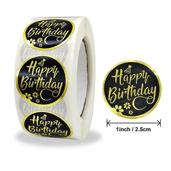 Новые стили, круглые наклейки с Днем Рождения на 1 дюйм, 50-500 шт, милые подарочные украшения для вечеринки по случаю дня рождения, Бирки для поздравительных открыток