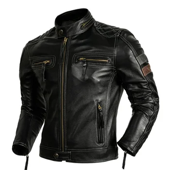 Защитная одежда для мотоциклистов, куртка из натуральной коровьей кожи, мужское пальто для мотобайкеров, Мужская Мотоциклетная куртка из натуральной кожи Jaqueta