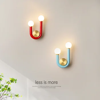 Современные светодиодные настенные светильники минималистской U-образной формы в скандинавском стиле, настенный светильник для гостиной, прикроватное украшение стен, простой светильник
