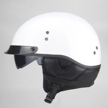 Мотоциклетный шлем cascos para moto с открытой половиной лица casco moto vintage jet capacetes de motociclista с линзовыми Козырьками