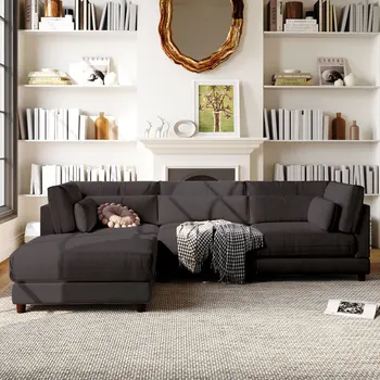 U_STYLE диван L-образной формы из 2 предметов со съемной подставкой для ног и удобной поясничной подушкой, большой диван для гостиной