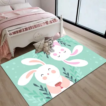 Ковер с рисунком милого маленького белого кролика, прикроватный ковер для гостиной, спальни, Детский игровой износостойкий коврик для ползания, нескользящий