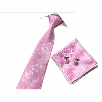Мужские жаккардовые галстуки, Набор запонок для носовых платков с регулируемым узором Пейсли для костюмированной вечеринки, Бордовый для взрослых HJ92