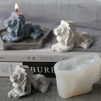Геометрическое украшение в виде свечи в виде льва Силиконовая форма для мыла в форме животного 